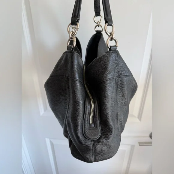 Coach Black Leather Shoulder Bag with Silver Hardware - Picture 4 of 12